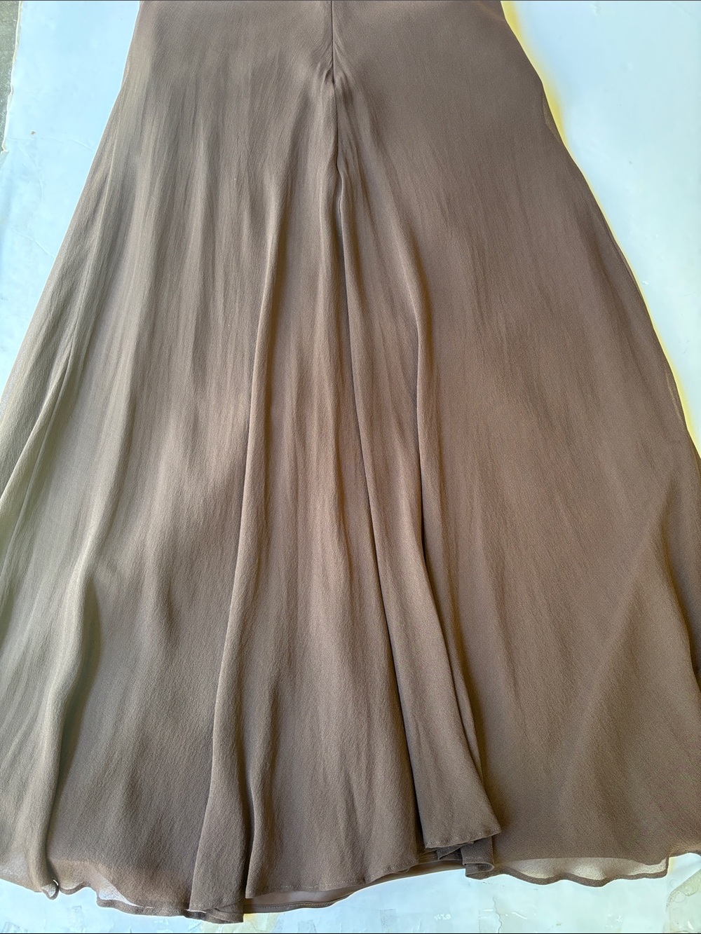 Vintage Y2K Silk Beaded Brown Formal Long Dress Gala Party Special Occasion Cute - Picture 15 of 17